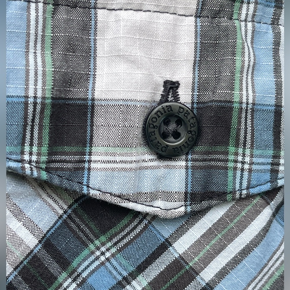 Patagonia Organic Cotton Western Plaid Blue Long Sleeve Shirt M-XL Pre-Owned - Picture 3 of 6
